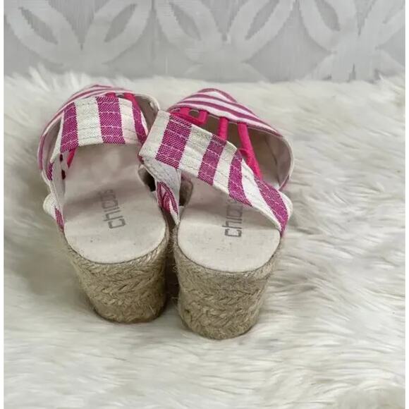 Chicos Jessa Lot of 2 Yellow & Pink Striped Espadrille Wedges Sandals Size 7 - Picture 10 of 12